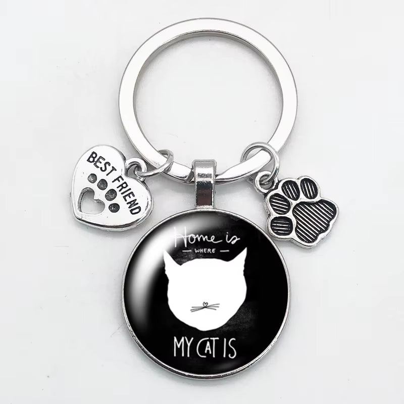 'Home is Where My Cat is' Paw Keychain