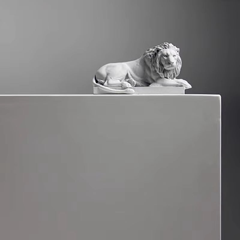 Gray Sad Lion: Classic Mini-Sculpture for Desk, Office, Kitchen, Collectable