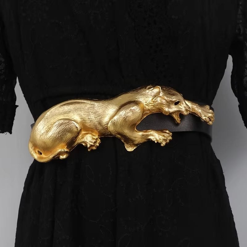 Women's Panther Leather Belt