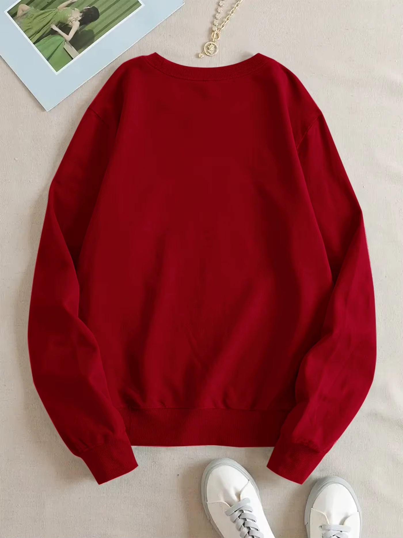Simply Classic 'Crazy Cat Lady' Red Crew Neck Sweatshirt