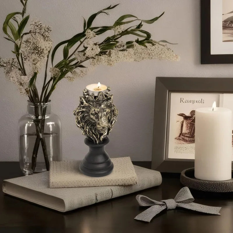 Lion Candlestick Holder (6 inch high)