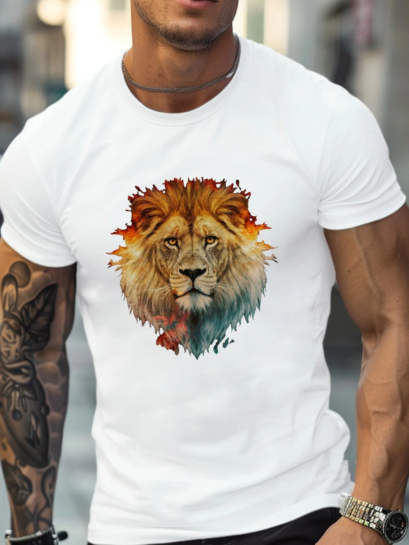 Lion Fierce Men's Black T-Shirt