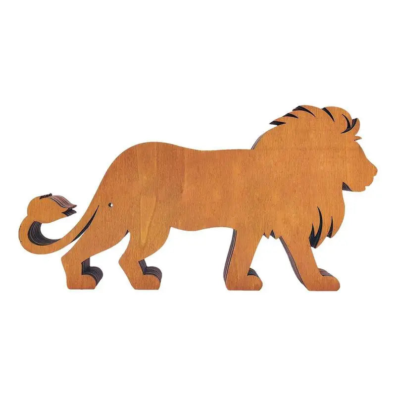 Wood Carving Lion Safari Decor - Built in LED Light