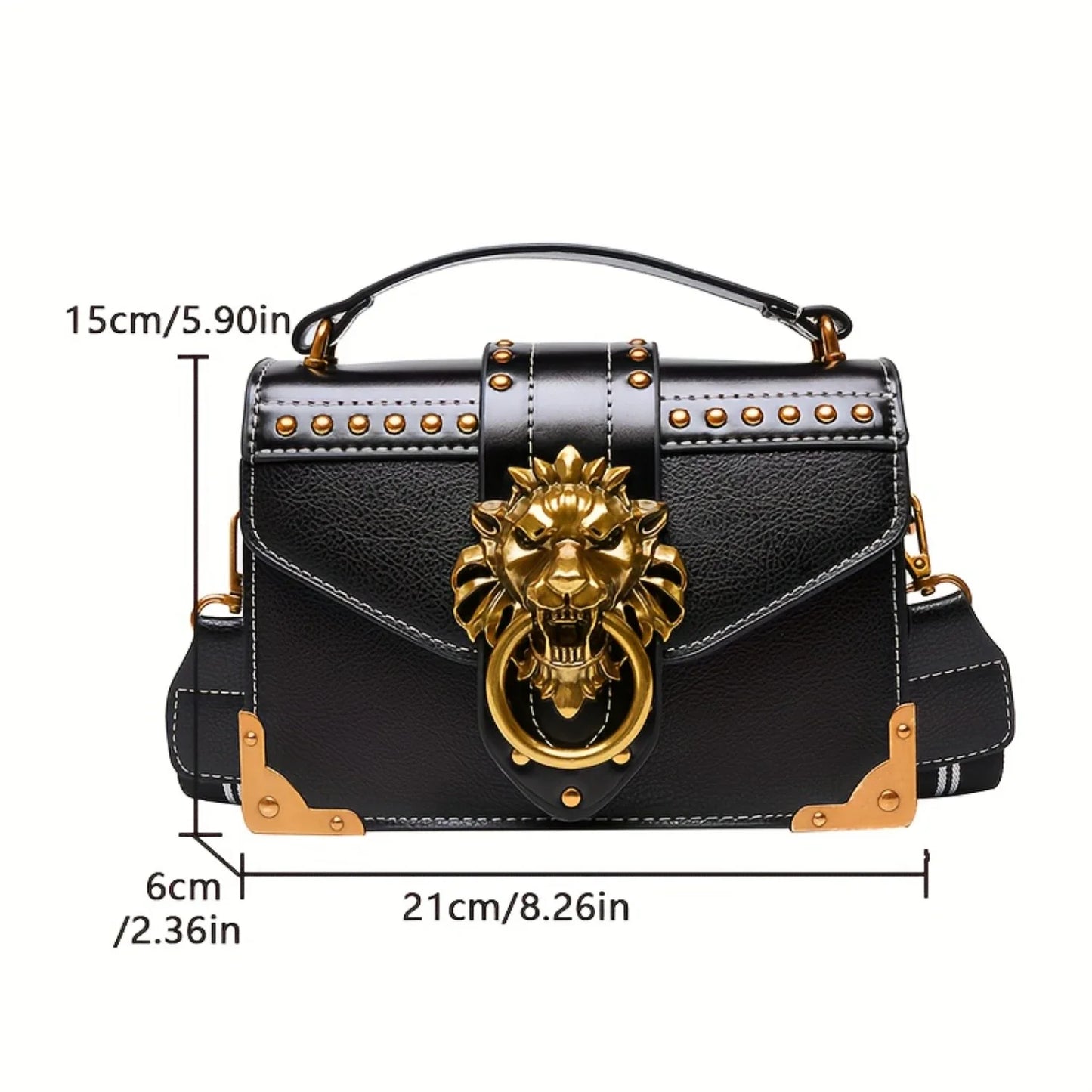 Mini Lion Vintage Lion Head Crossbody Bag in Black or Red