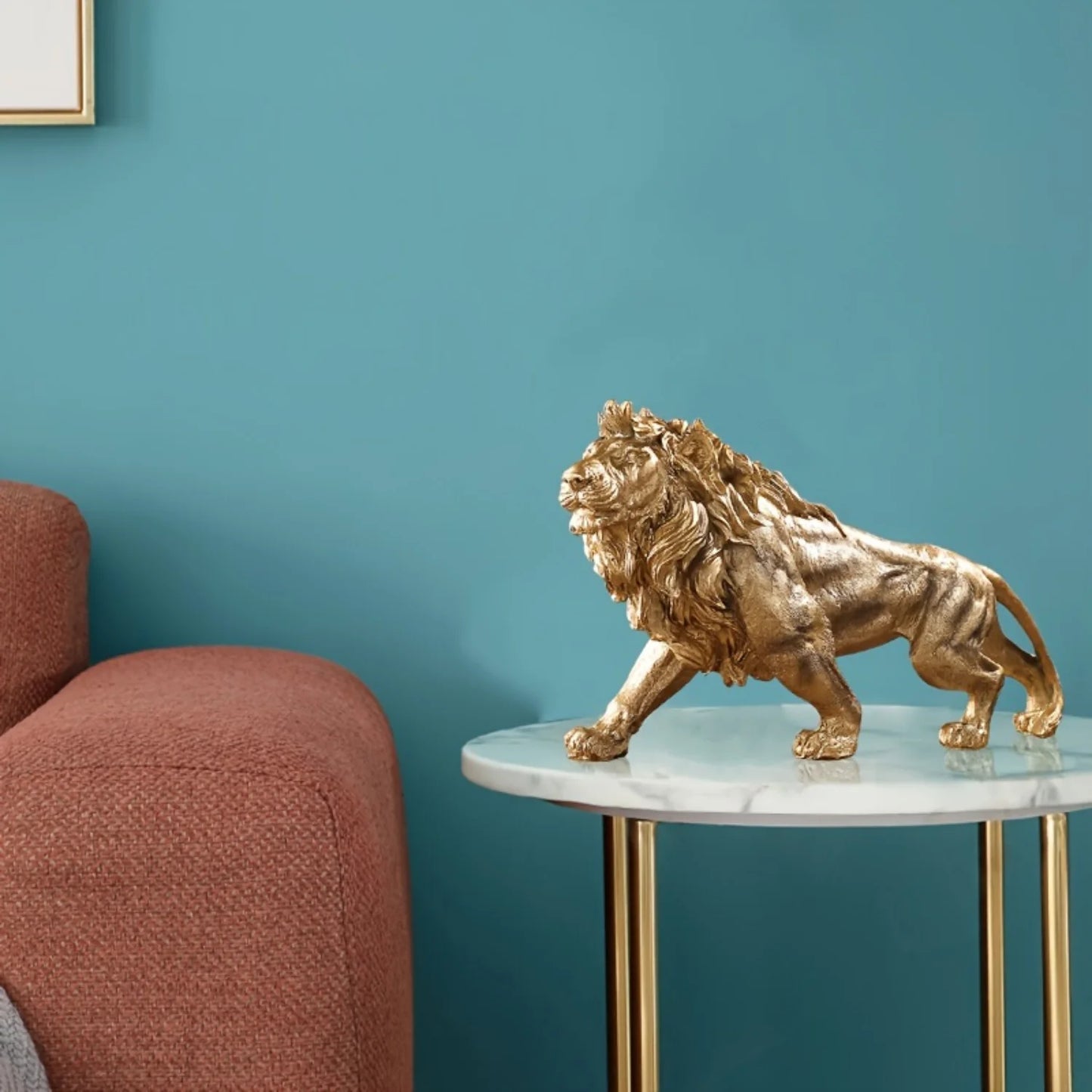 Golden Lion Prowl Sculpture