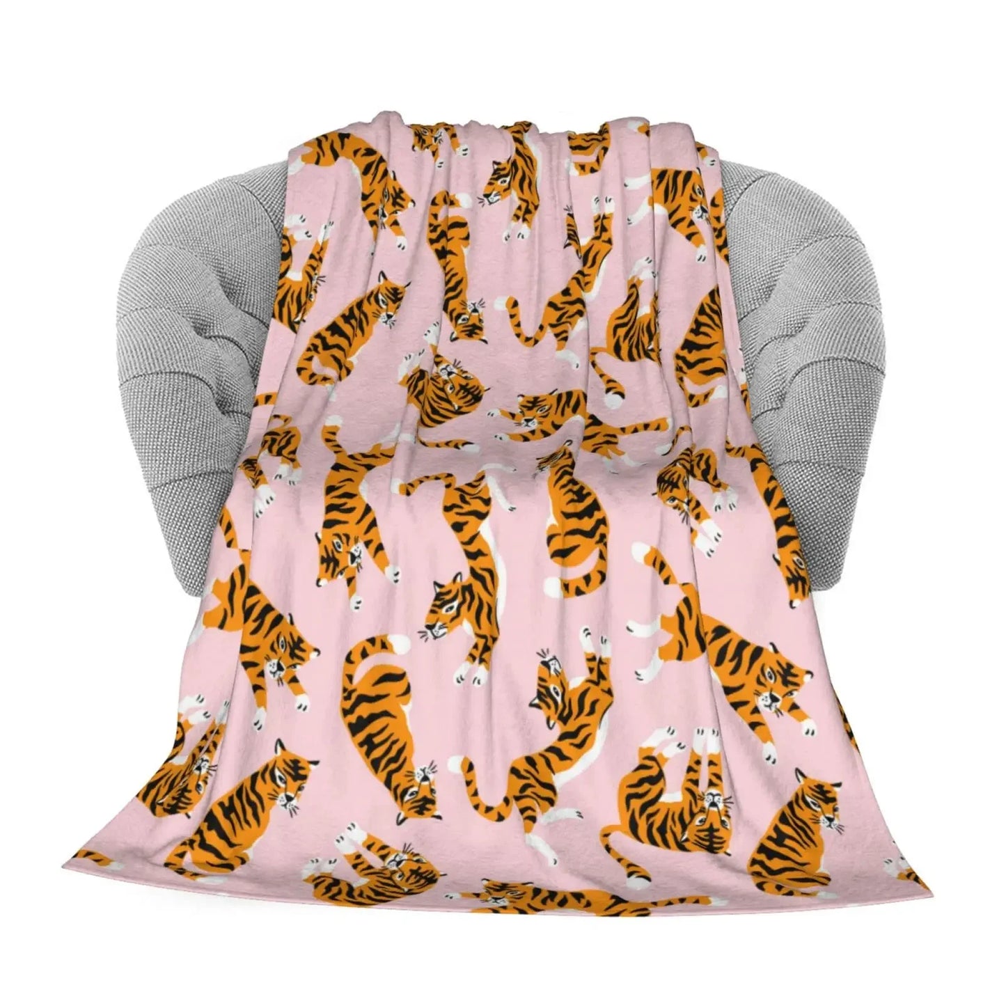 Chic Pink Tiger Throw Blanket