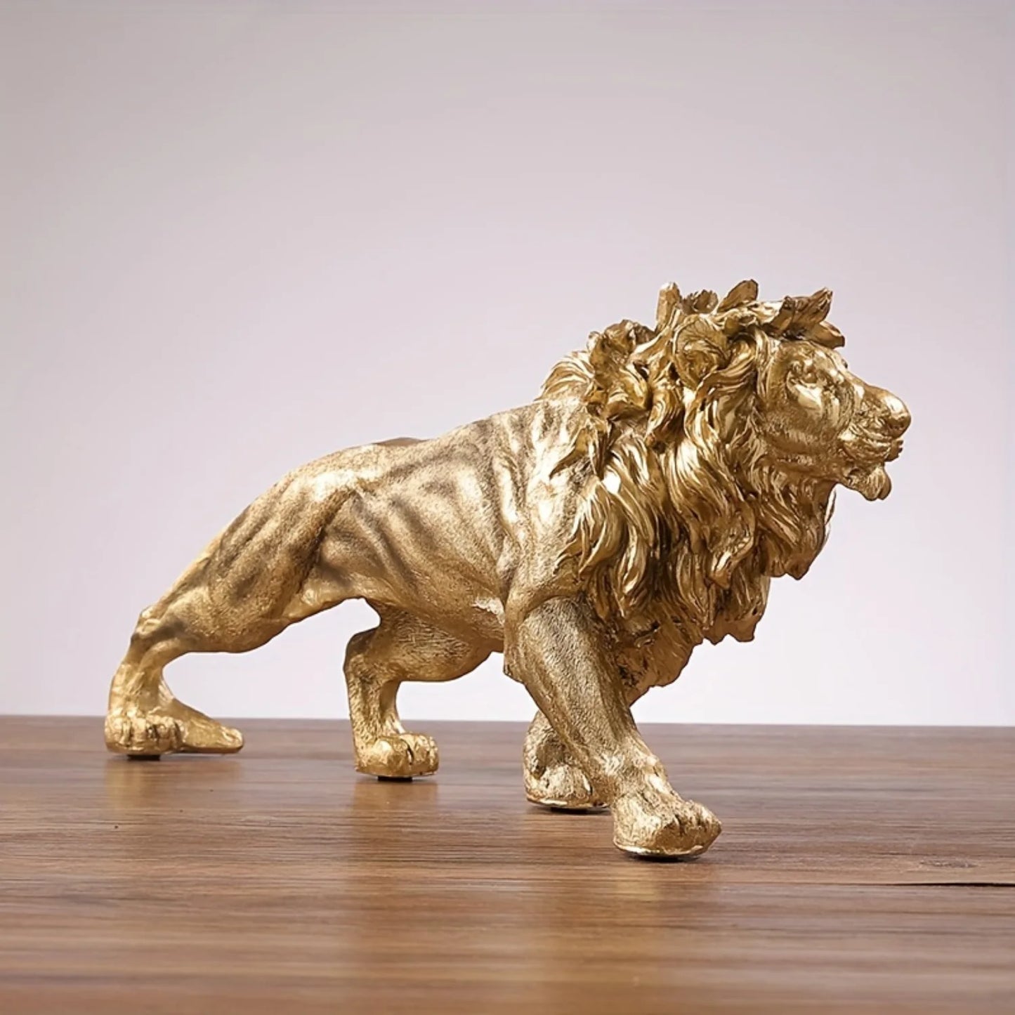 Golden Lion Prowl Sculpture