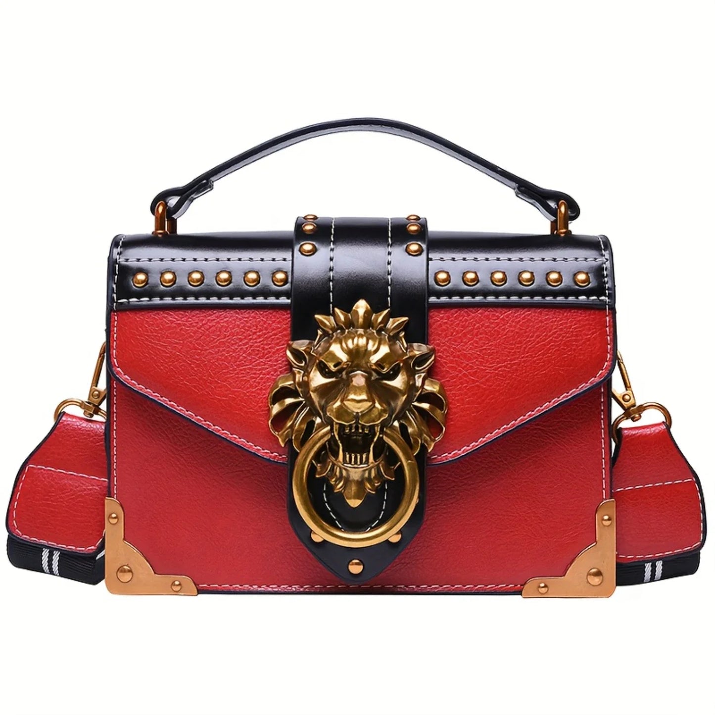 Mini Lion Vintage Lion Head Crossbody Bag in Black or Red
