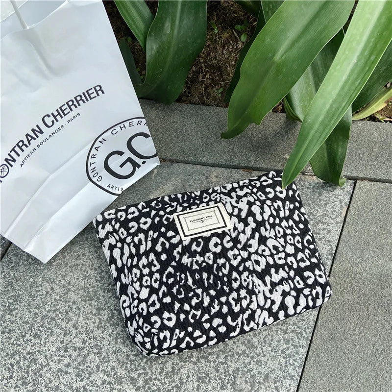 Large Women Snow Leopard Cosmetic Bag