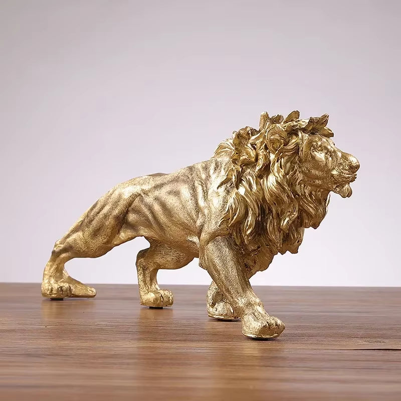 Golden Lion Prowl Sculpture