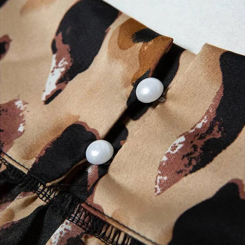 Sophisticated Leopard Print Halter Blouse