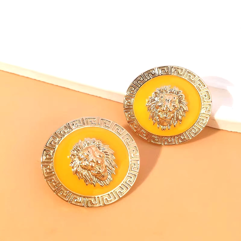 Fashionable Lion Head Earrings (Various Colors Available)