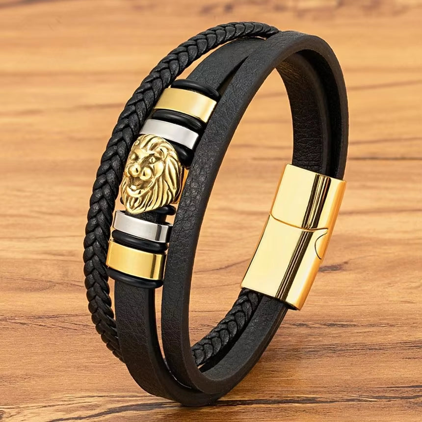 Classic Men's Leather Bracelet: Stainless Steel, 3 Colors