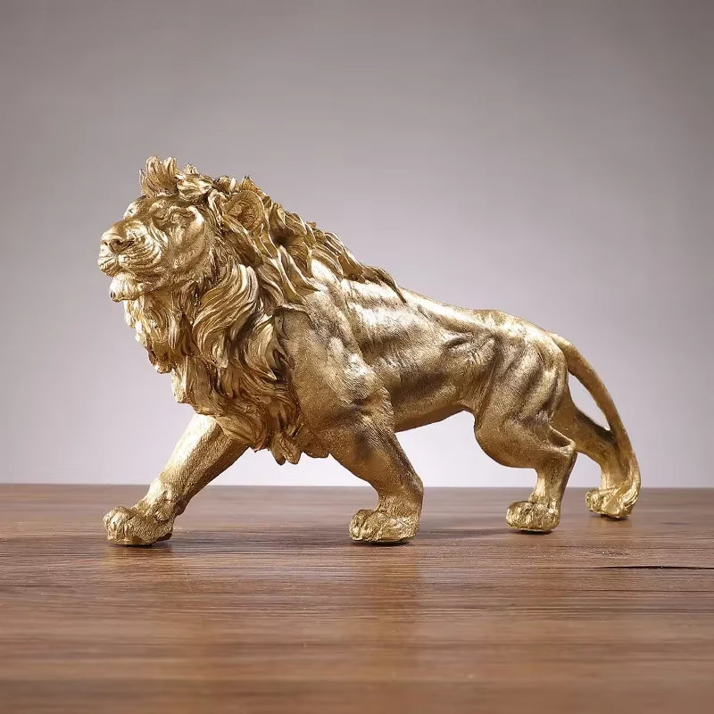 Golden Lion Prowl Sculpture