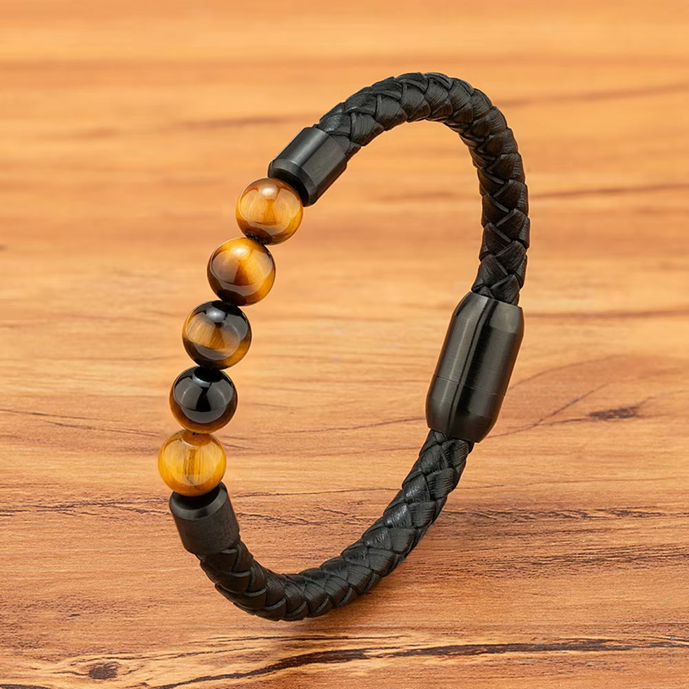 Quality Tiger Eye Leather Bracelet