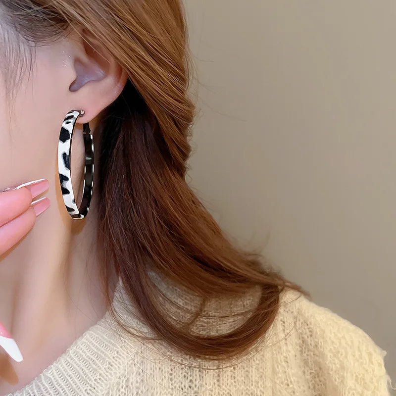 Snow Leopard Hoop Earrings