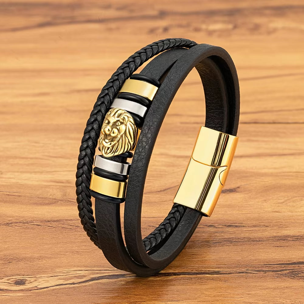 Classic Men's Leather Bracelet: Stainless Steel, 3 Colors