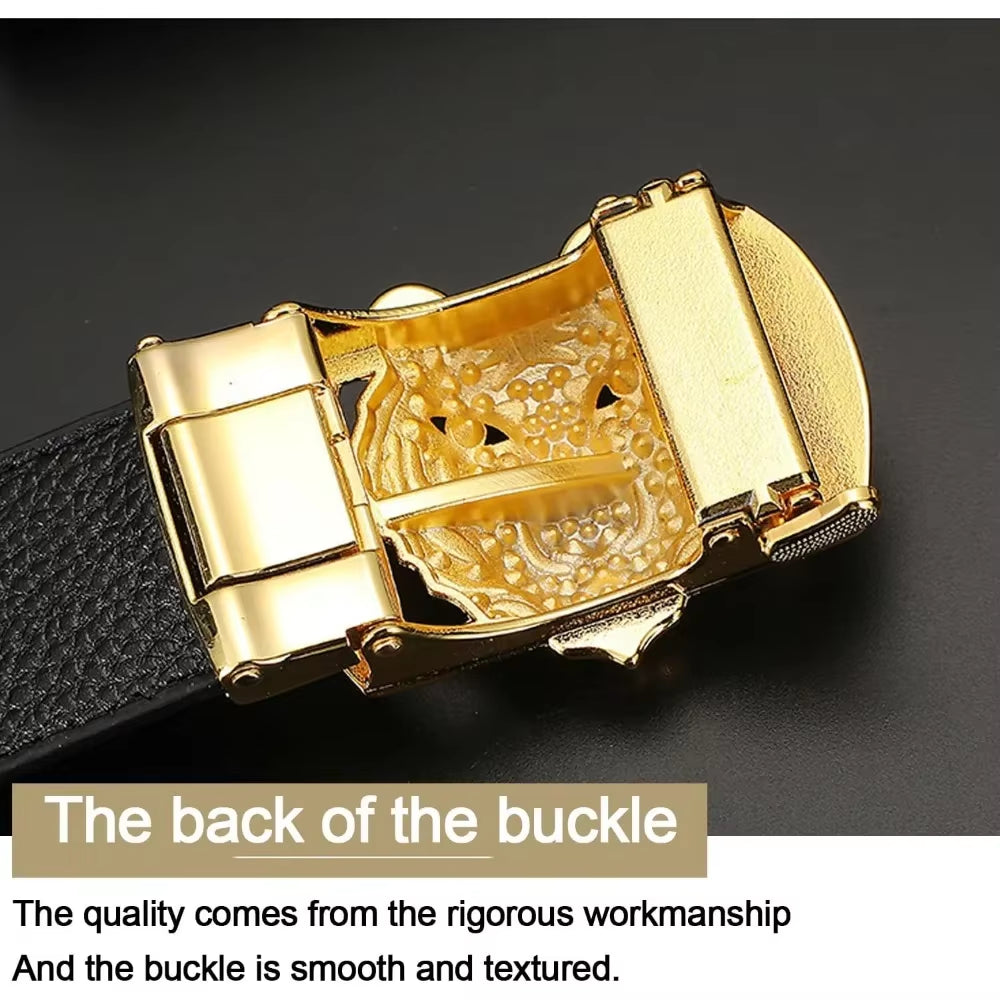 Gold Tiger Head Leather Belt