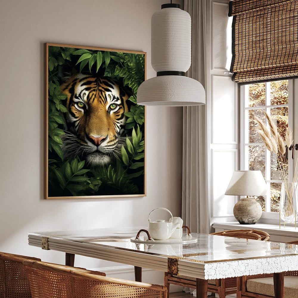 Tiger Peeking Through the Jungle Canvas Wall Art Home Decor