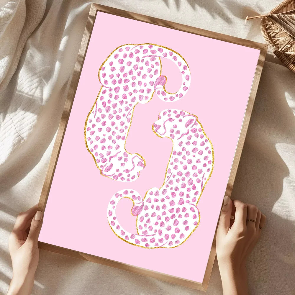 Pink Preppy Cheetah Wall Art Decor