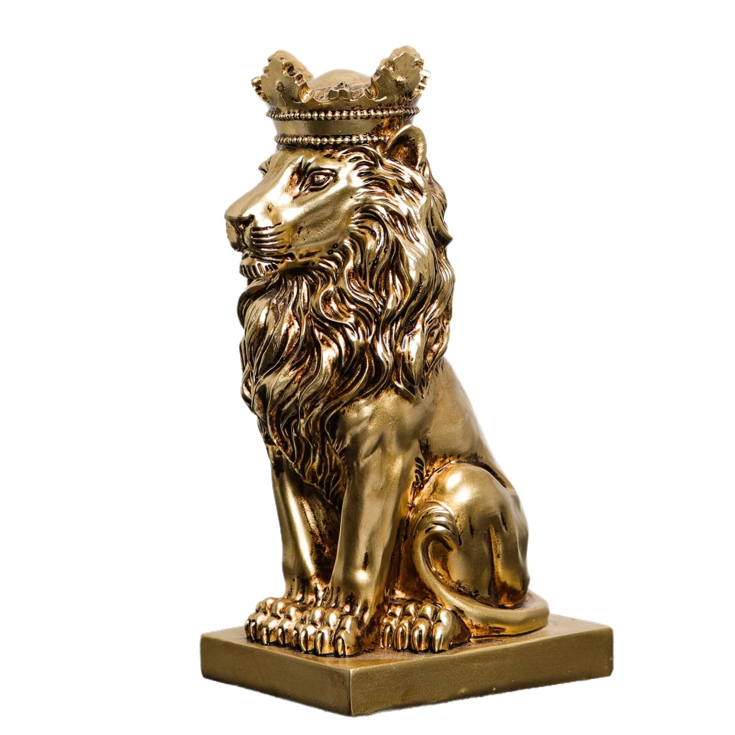 Small Regal Lion Statue, Available in Black, White or Gold