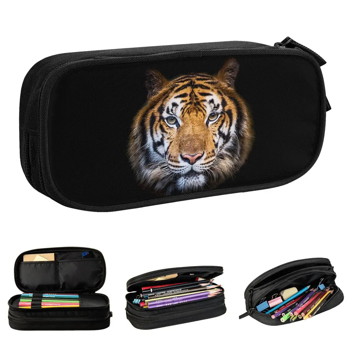 Bengal Tiger School Pencil Case, Storage, Travel - Available in Blue, Black & Hot Pink
