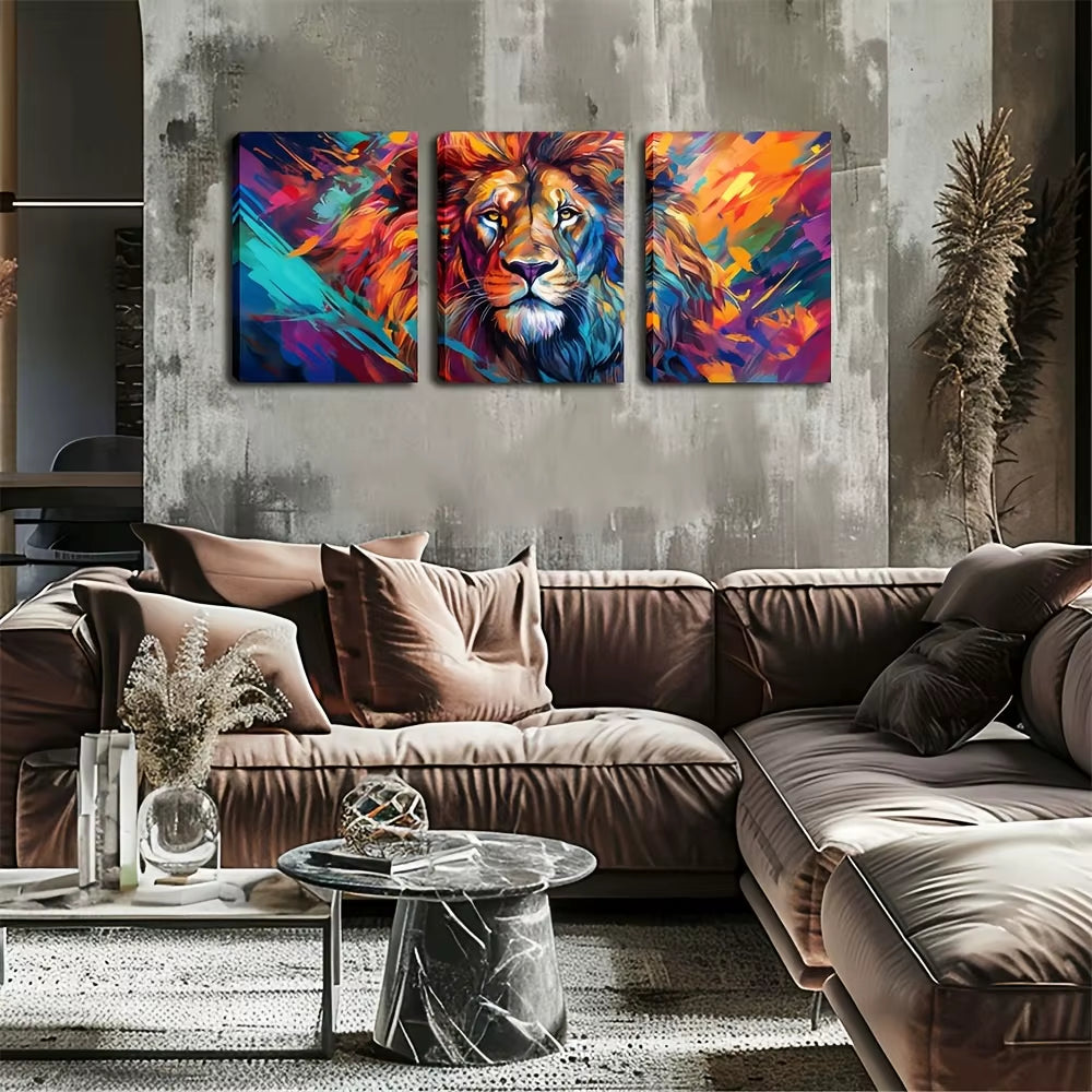 Abstract Colorful Lion Canvas Wall Art Decor