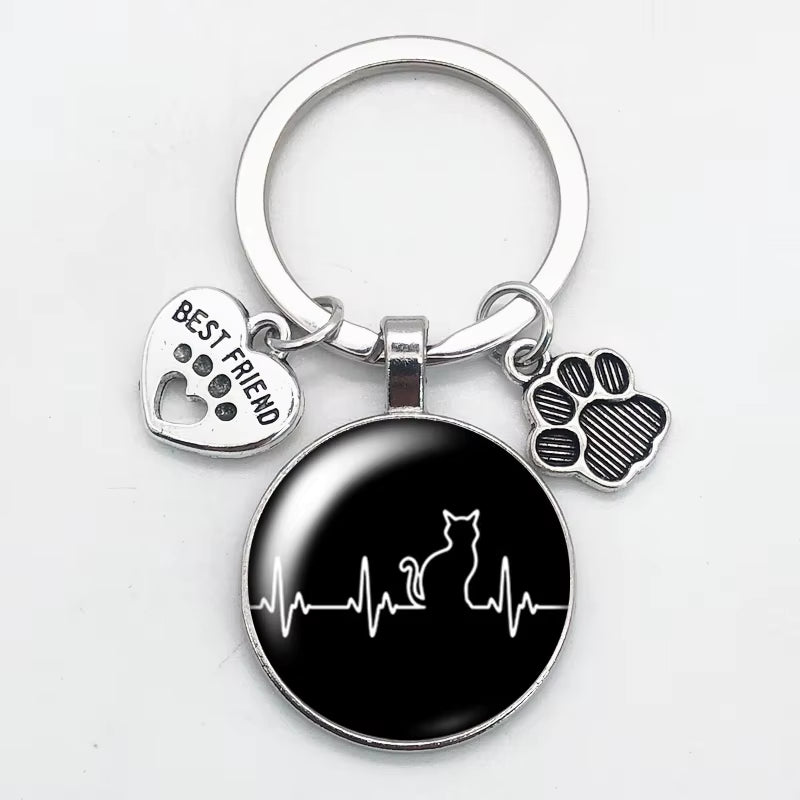 Heartbeat Kitty Keychain