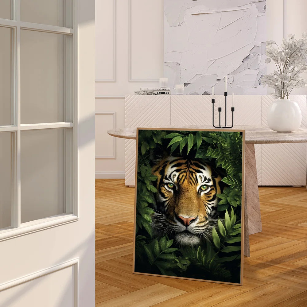Tiger Peeking Through the Jungle Canvas Wall Art Home Decor