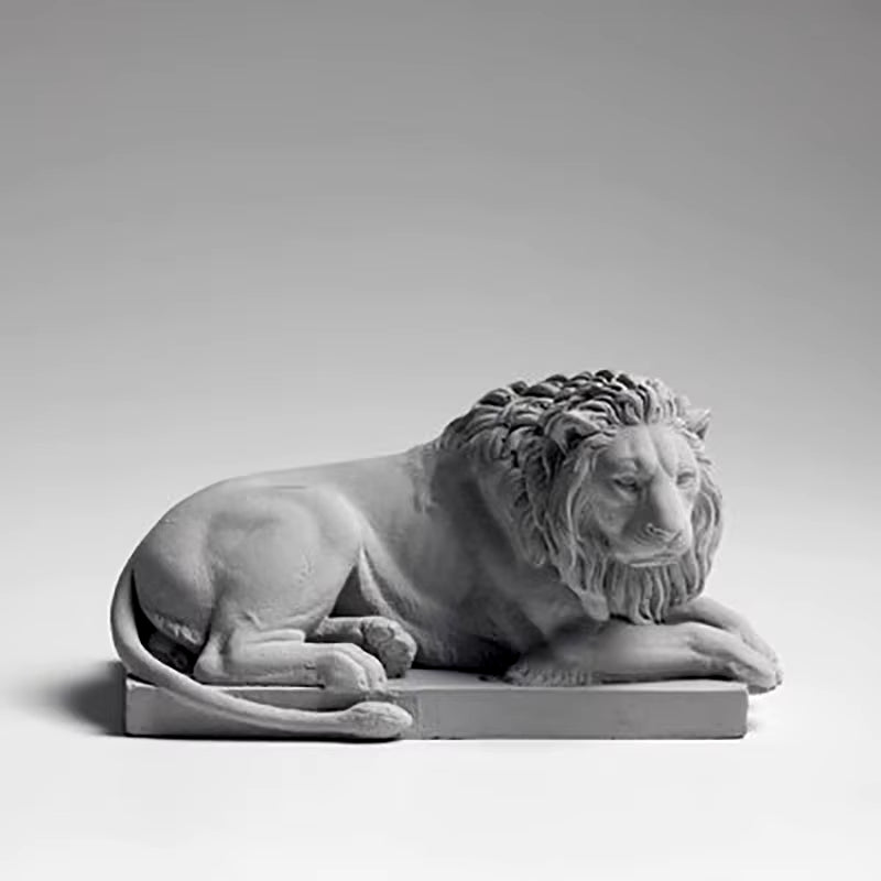 Gray Sad Lion: Classic Mini-Sculpture for Desk, Office, Kitchen, Collectable