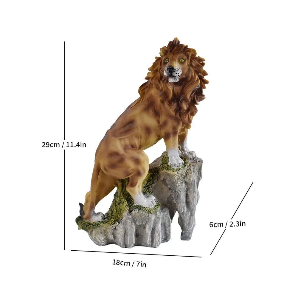 Gold Lion Statue – Large Resin Animal Sculpture for Home, Office, Living Room & Porch Decor