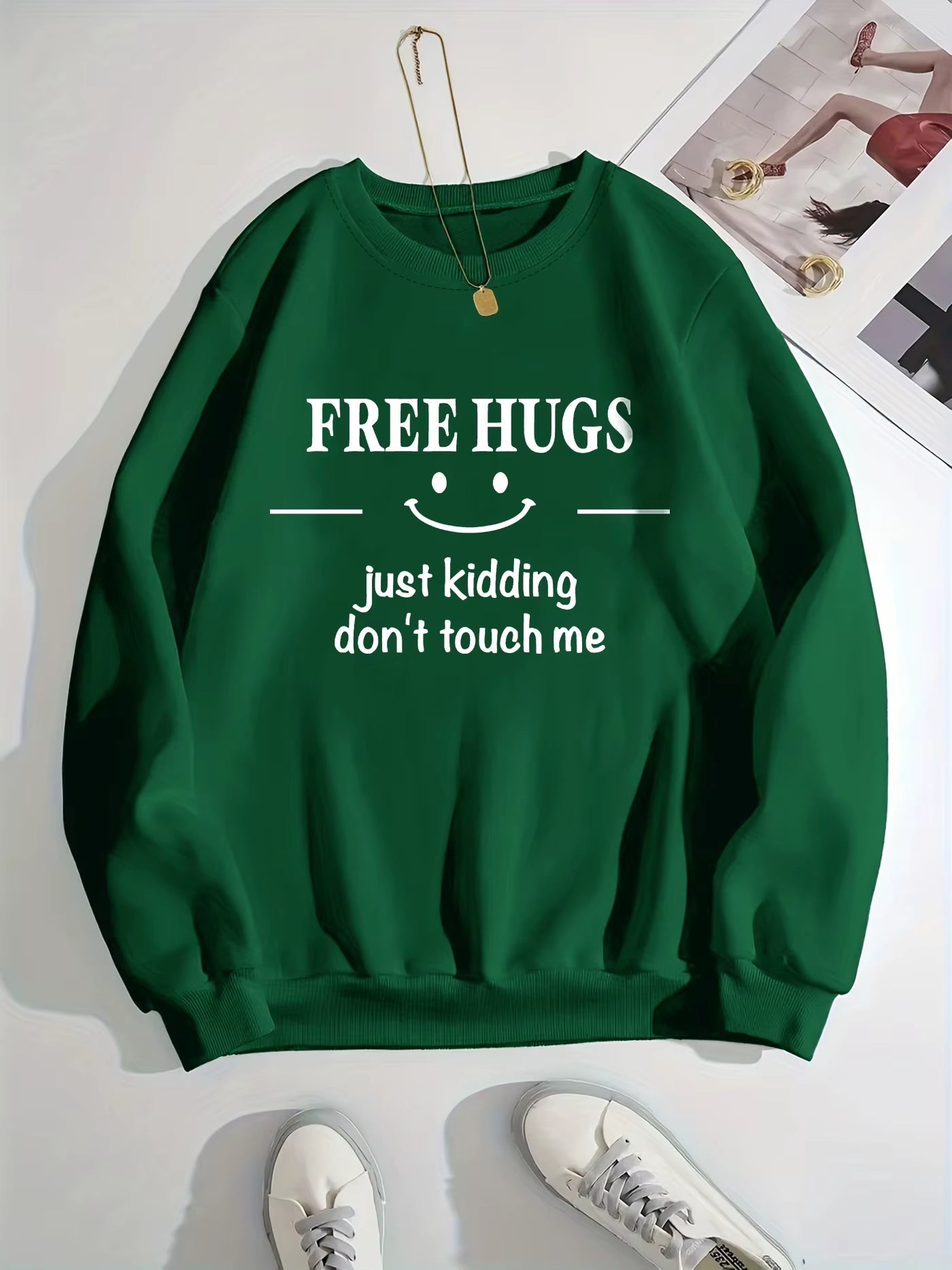 Catitude 'No Hugs' Crew Neck Sweatshirt