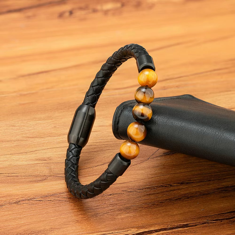 Quality Tiger Eye Leather Bracelet