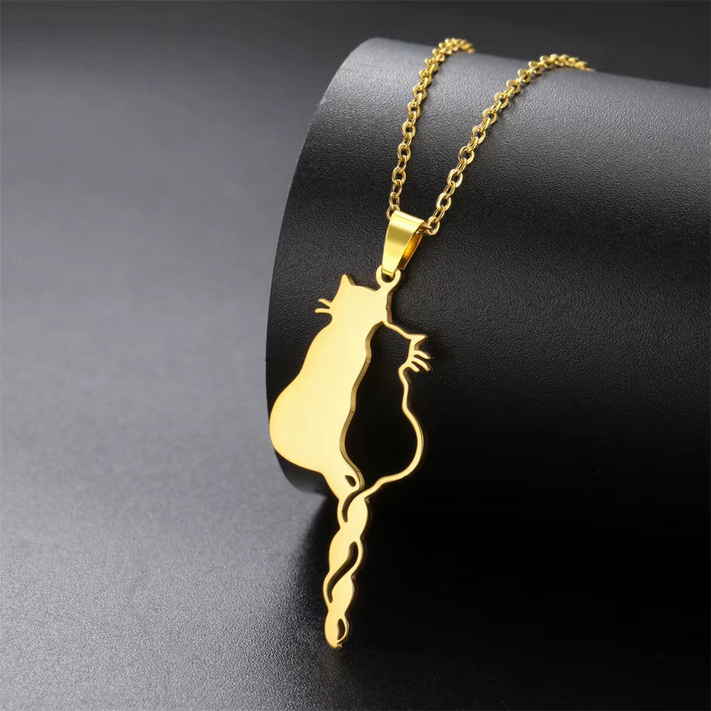 Adorable Cats Forever Necklace: Gold & Silver Color