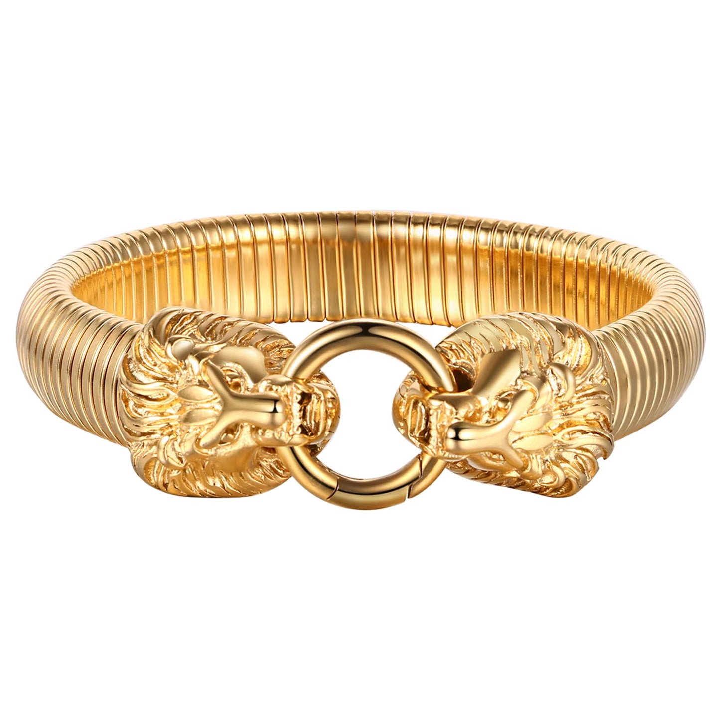 Adjustable Lion Head Bracelet, Stainless Steel or Gold