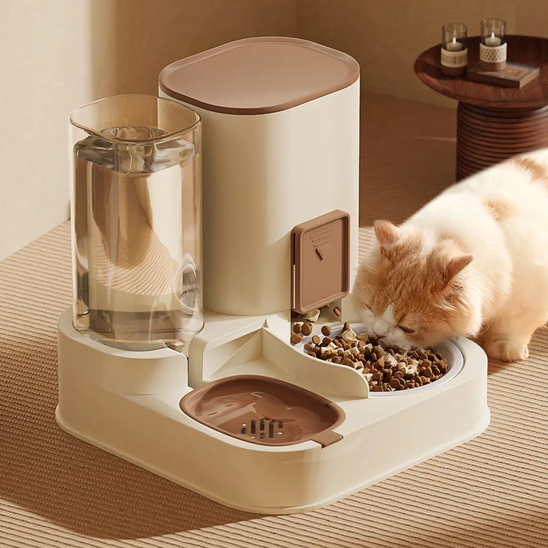 Pet Cat Large Capacity Water Dispenser Dry & Wet Automatic Feeder 