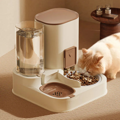 Pet Cat Large Capacity Water Dispenser Dry & Wet Automatic Feeder 