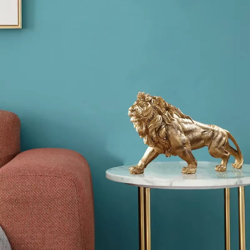 Golden Lion Prowl Sculpture