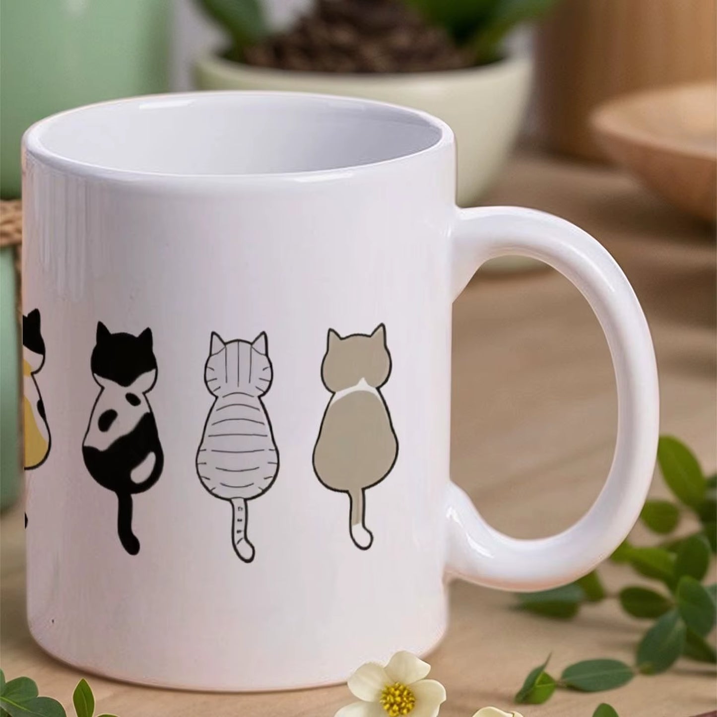 Cats Sitting in Different Poses Ceramic Cup, 11 oz Mug