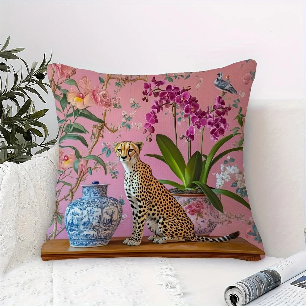 Luxury Cheetah Print Zippered Pillow Cover (Cover Only, No Pillow Included)