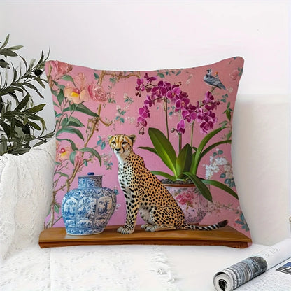 Luxury Cheetah Print Zippered Pillow Cover (Cover Only, No Pillow Included)
