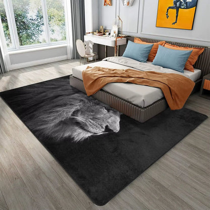 Lion Head Area Rug, 5×7 ft, Non-Slip Backing