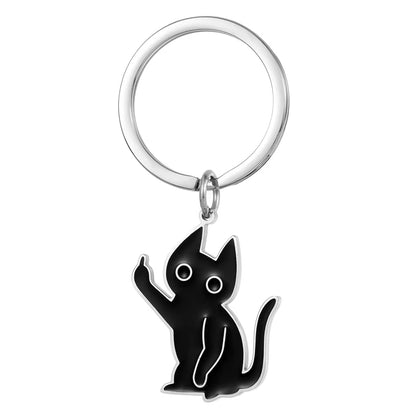 Moody Black Cat Keychain 