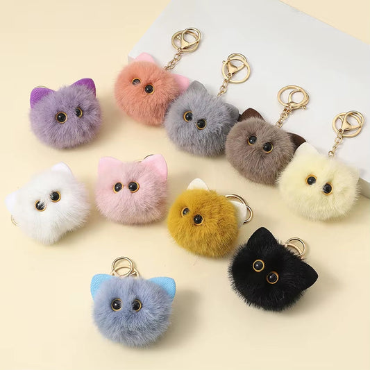 Trendy Plush Cat Keychain: Many Colors! 