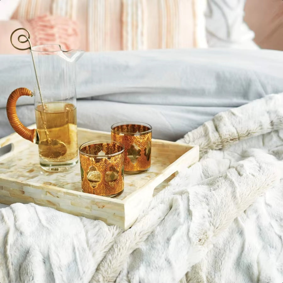 Snow Leopard Luxury Faux Fur Throw Blanket 