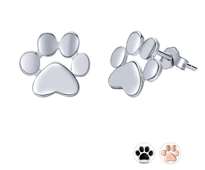Paw Earrings: Silver, Gold, Rose Gold & Black 