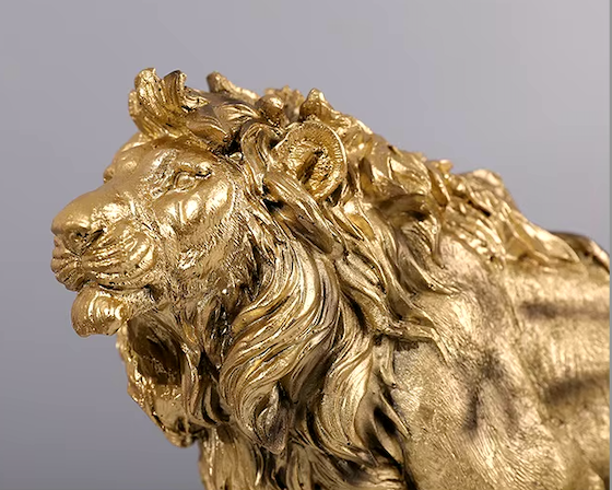 Golden Lion Prowl Sculpture