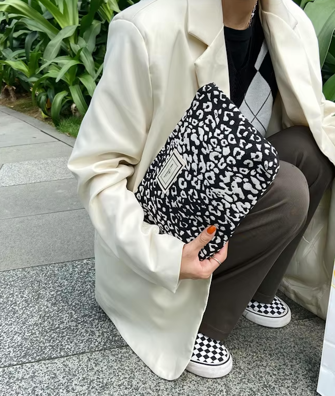 Large Women Snow Leopard Cosmetic Bag 