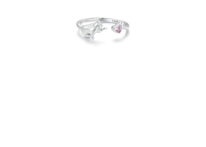 Cat & Heart Adjustable Ring 