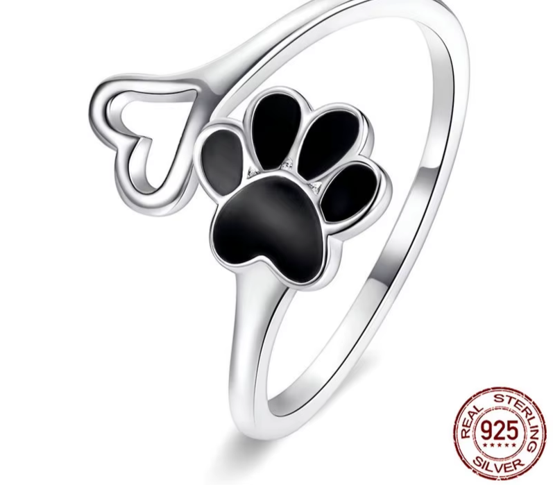Cat Paw Heart Adjustable Ring